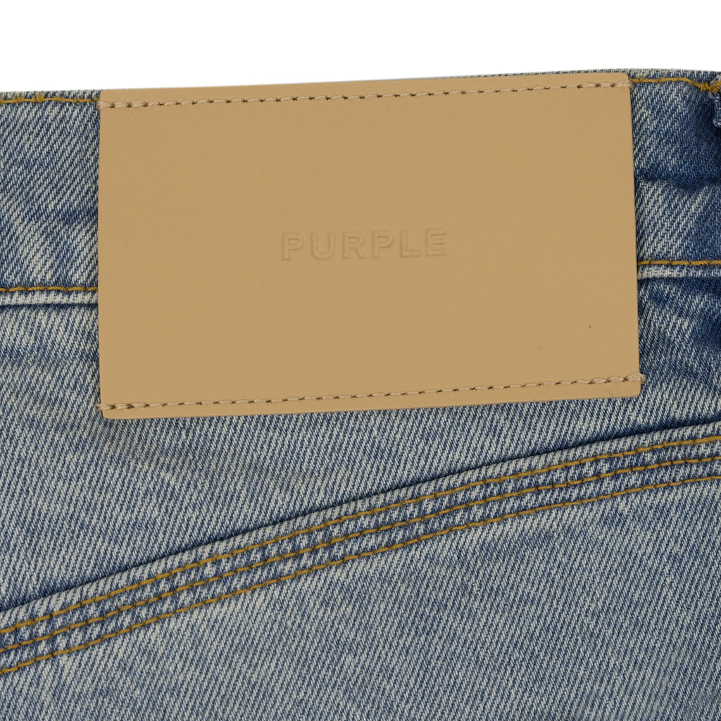 Mid Indigo Manganese Paint EMB Straight Jeans
